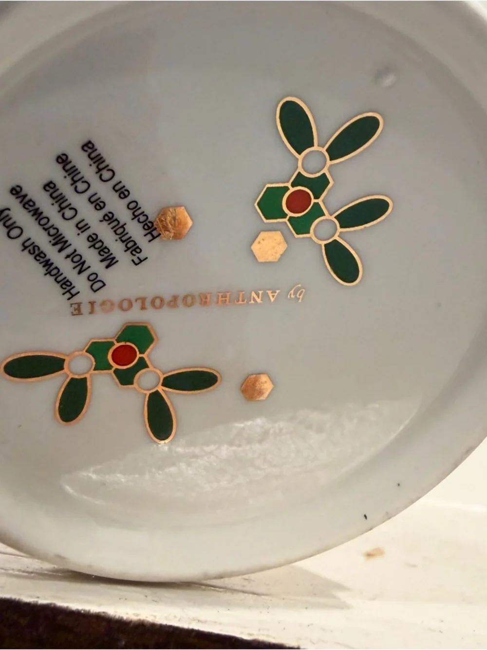 Anthropologie Cup of Cheer Monogram A Christmas Mug Honeycomb Gold Initial